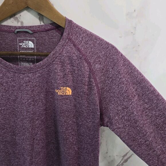 The North Face Shirt Womens Medium Purple Long Sleeve Crew Heathered Tech Hiking - Picture 8 of 9